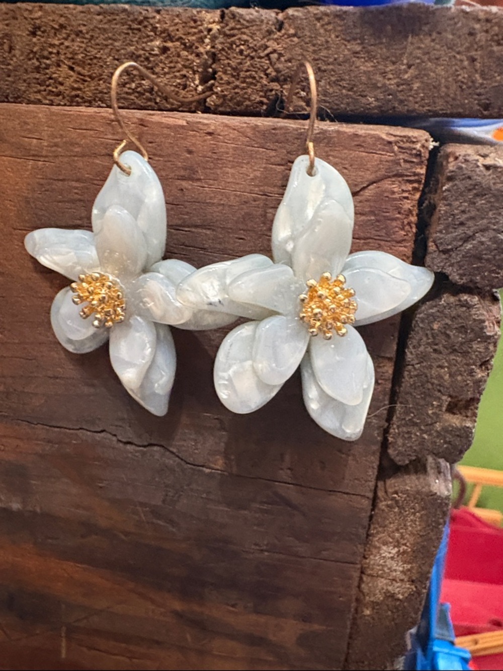 Acetate Resin Flower Delicate Dangle Hook Earrings